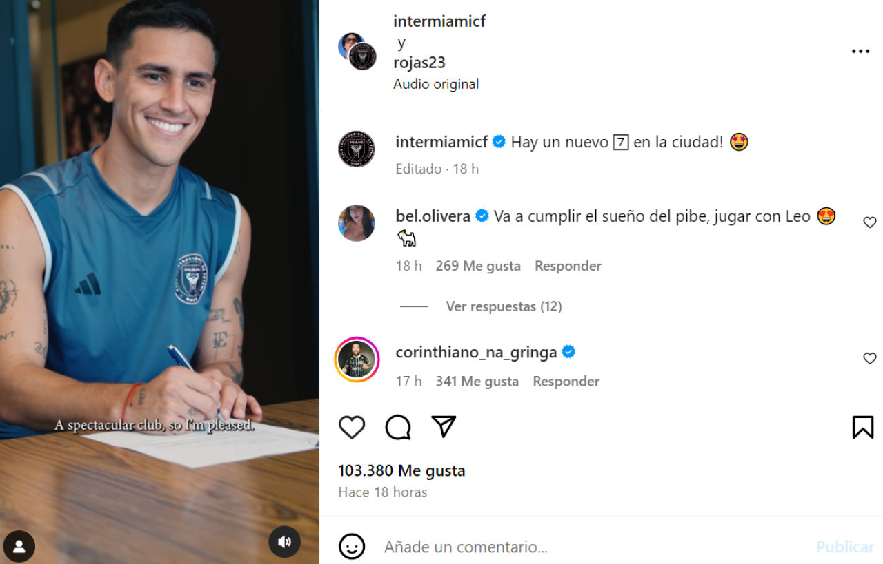 El entusiasmo de Matías Rojas. Foto: Instagram.